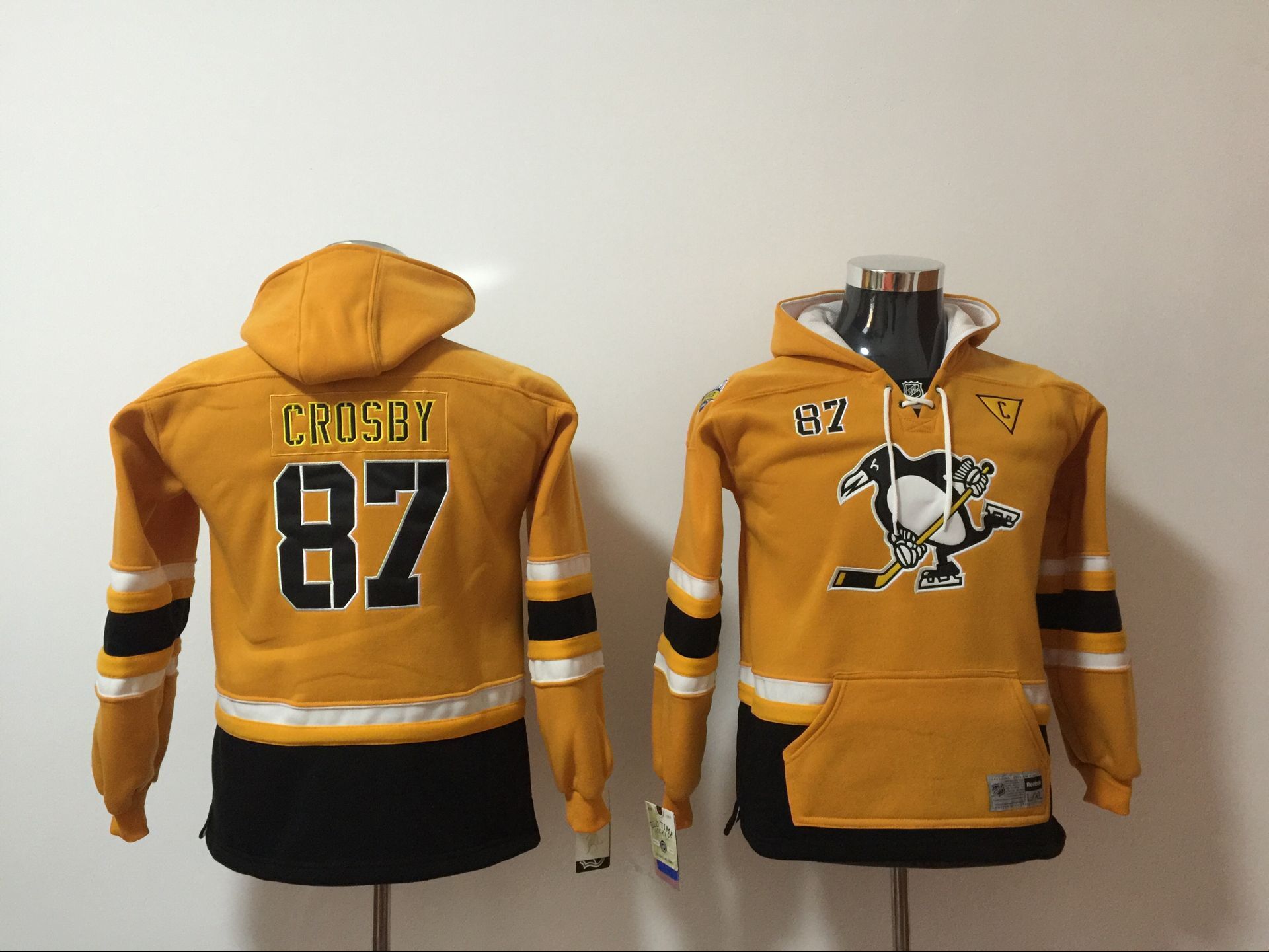 Youth 2017 NHL Pittsburgh Penguins #87 Crosby yellow hoodie->->Youth Jersey